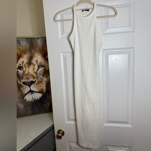 Zara Cream Ribbed Maxi Tank Dress